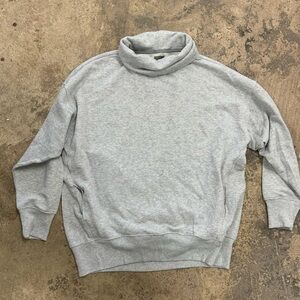 Aerie Studio Fleece Oversized Mock Neck Sweatshirt Heather Gray Medium OBO